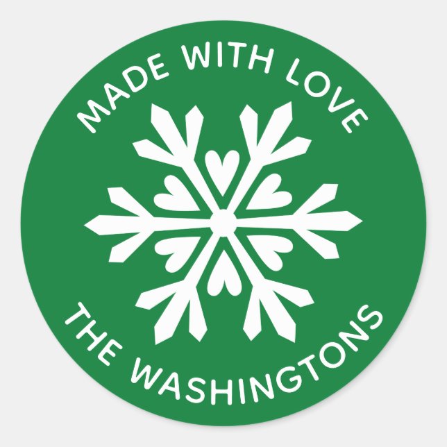 Made with Love Christmas Snowflake Sticker (Front)