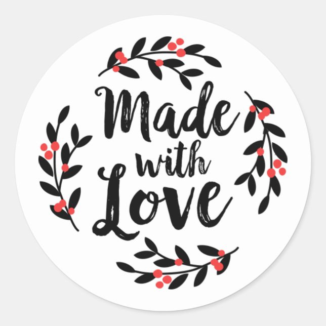 Made With Love Christmas Wreath  Classic Round Sticker (Front)