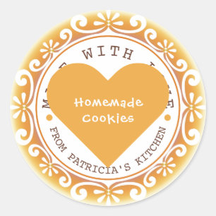Made With Love Cookies From The Kitchen Of Yellow Classic Round Sticker