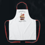 Made With Love Cupcake Bakery Chef Apron<br><div class="desc">A cute chocolate cupcake with a cherry on top,  and the words "made with love" decorates this baking apron. Personalise it with your name. Designed for you by Blackberry Boulevard.</div>