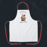 Made With Love Cupcake Bakery Chef Apron<br><div class="desc">A cute chocolate cupcake with a cherry on top, and the words "made with love" decorates this baking apron. Personalise it with your name. Designed for you by Blackberry Boulevard.</div>