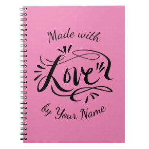 Made with love custom hand lettered recipe spiral notebook