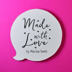 Made With Love, Custom Minimalist Signature Rubber Stamp