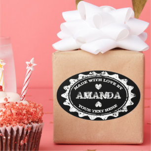 Made with love custom stickers for baking products