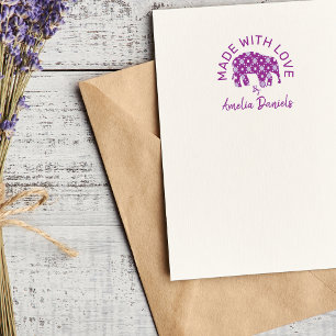 Made With Love Cute Elephant Rubber Stamp