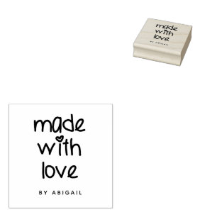 Made with Love - Cute Typography Personalised Rubber Stamp