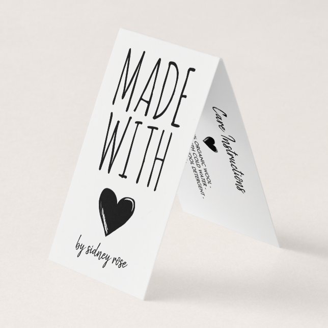 Made with Love Doodled Heart Hang Tag (Front)