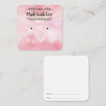 Made With Love Earring Card, Watercolor Hearts