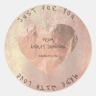 Made With Love For You Name Pink Rose Gold Blush Classic Round Sticker