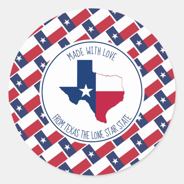 Made With Love From TEXAS Texan Flag Map Classic Round Sticker (Front)