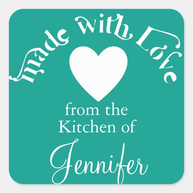Made With Love From The Kitchen Of Square Sticker (Front)