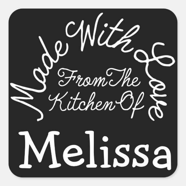Made With Love From The Kitchen Of Square Sticker (Front)