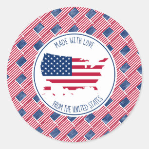 Made With Love From USA AMERICA Flag Classic Round Sticker