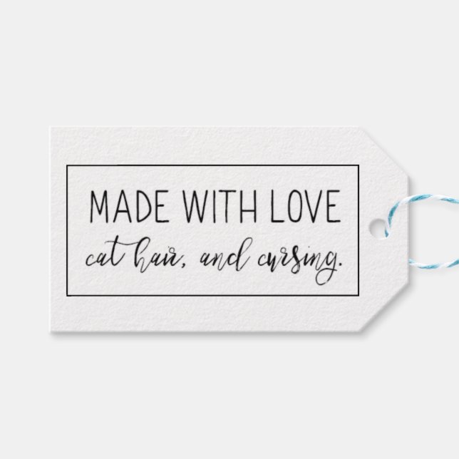 Made with Love Funny Cat Gift Tag (Front (Horizontal))