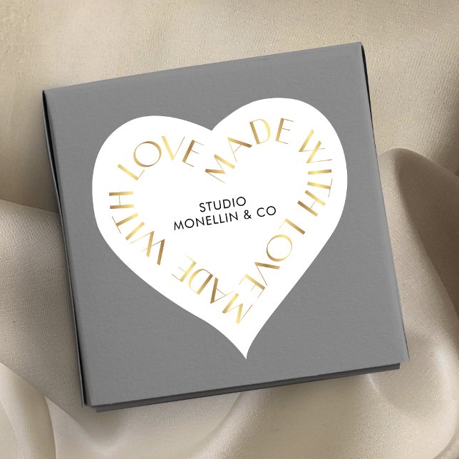 Made With Love Gold Effect Business Packaging Heart Sticker (Creator Uploaded)