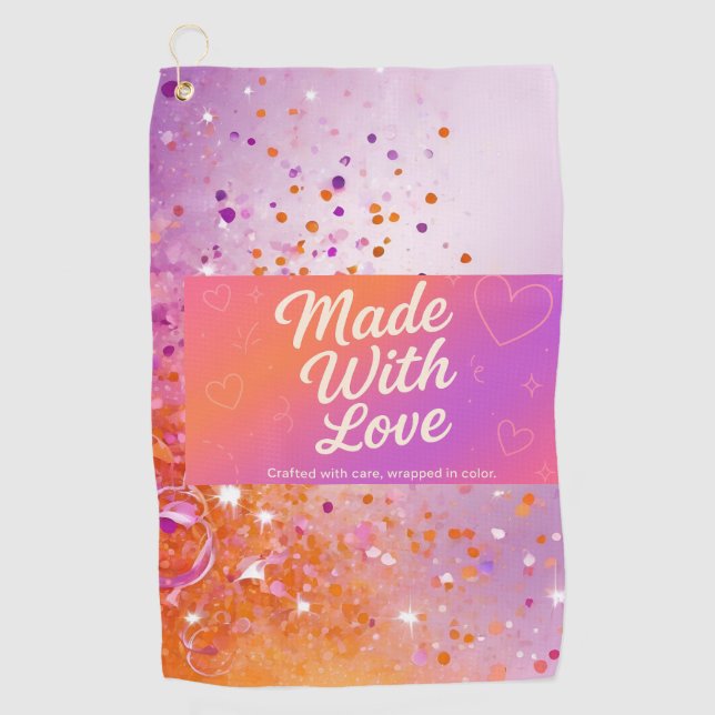 Made With Love Golf Towel (Front)