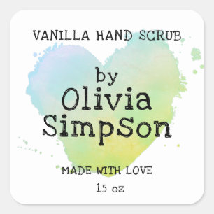 Made with Love Green Heart Small Business Square Sticker