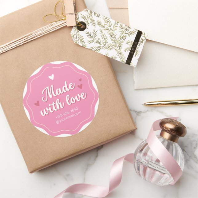 Made with Love Hand Crafted Round Sticker (Gifting)