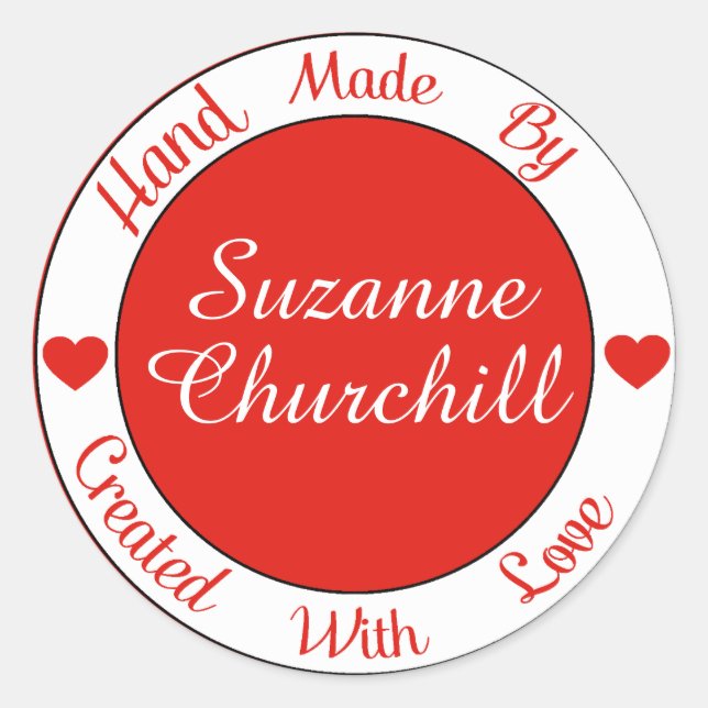 Made with Love - Hand Made By - Sticker - SRF (Front)