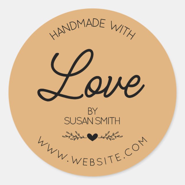 Made with Love Handmade Classic Round Sticker (Front)