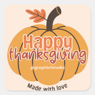 Made with Love Happy Thanksgiving Square Sticker