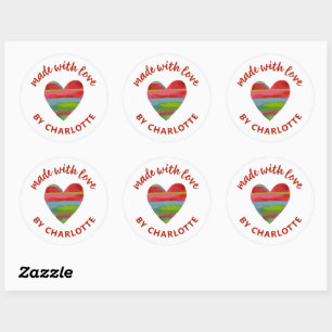 Made With Love Heart Classic Round Sticker