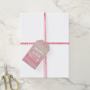 Made With Love Heart On Pastel Colour Favour Tags