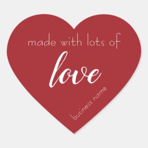 Made with Love Heart Shape Product Label