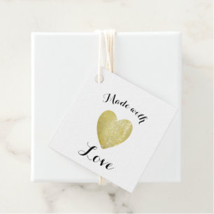 Made with Love Heart Stamp Faux Gold Foil Favour Tags