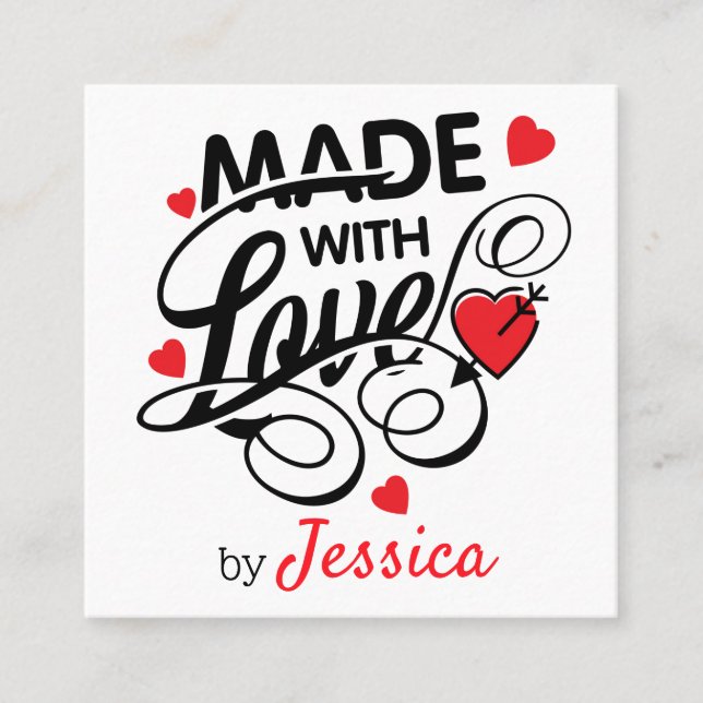 Made with Love Hearts Business Card (Front)