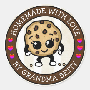 Made with Love, Homemade Chocolate Chip Cookies Classic Round Sticker