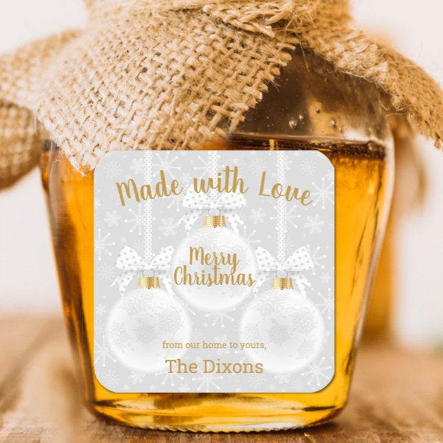 Made with Love Homemade Christmas Ornaments Food Square Sticker (Creator Uploaded)