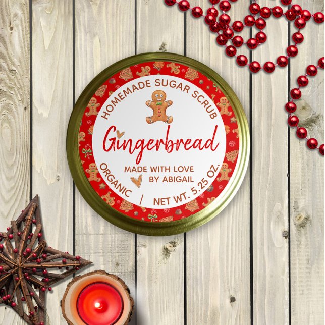 Made With Love 🍪 Homemade Gingerbread Sugar Scrub Classic Round Sticker (Creator Uploaded)