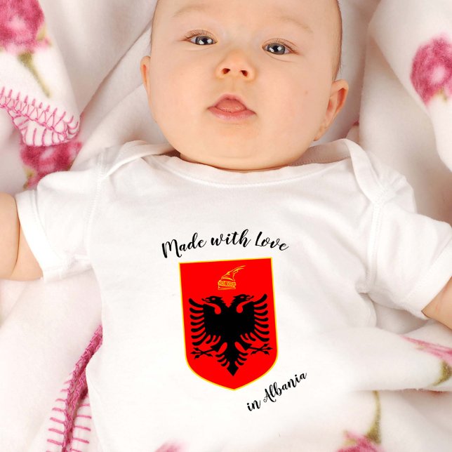 Made with Love in Albania / Albanian flag Baby Bodysuit (Creator Uploaded)