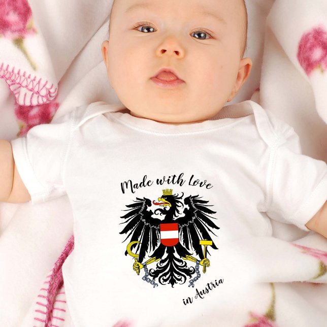 Made with Love in Austria / Austrian flag Baby Bodysuit (Creator Uploaded)
