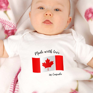 Made with Love in Canada / Canadian flag Baby Bodysuit