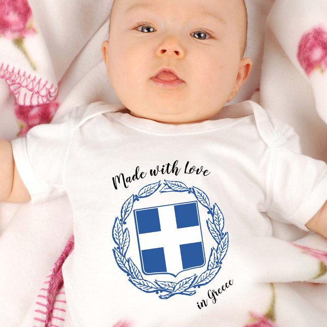 Made with Love in Greece / Greek flag Baby Bodysuit (Creator Uploaded)
