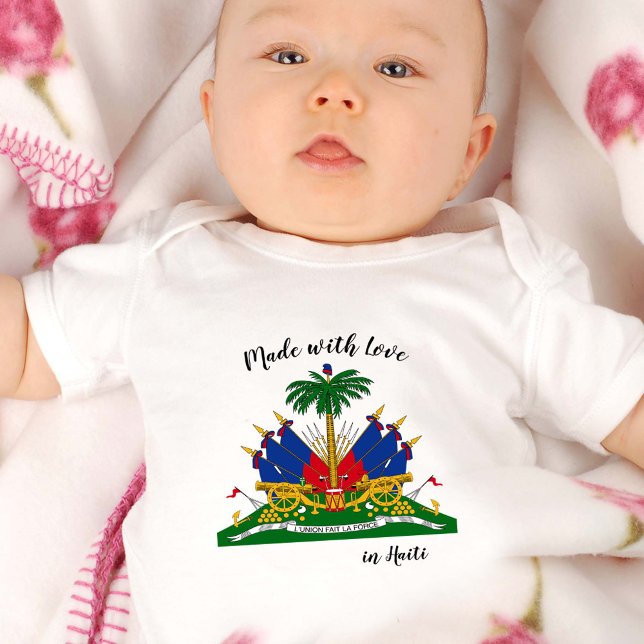 Made with Love in Haiti / Haitian flag Baby Bodysuit (Creator Uploaded)