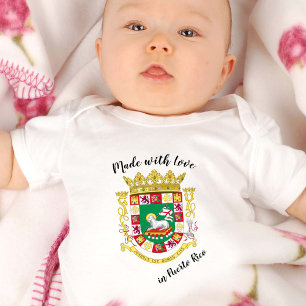Made with Love in Puerto Rico / Puerto Rican flag Baby Bodysuit