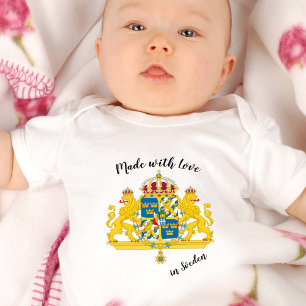 Made with Love in Sveden / Swedish flag Baby Bodysuit