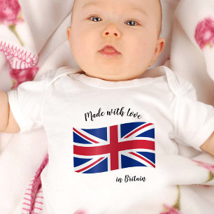 Made with Love in United Kingdom / British flag Baby Bodysuit