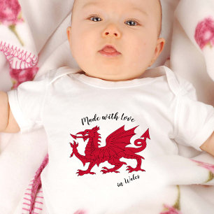 Made with Love in Wales / Welsh flag Baby Bodysuit