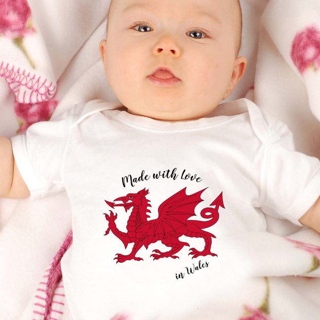 Made with Love in Wales / Welsh flag Baby Bodysuit (Creator Uploaded)