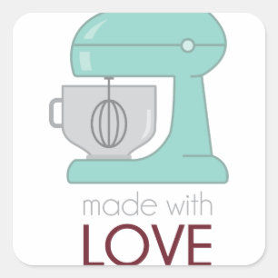 Made With Love Kitchen Mixer Square Sticker