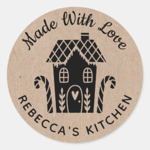 Made With Love Kraft Christmas Baking Classic Round Sticker