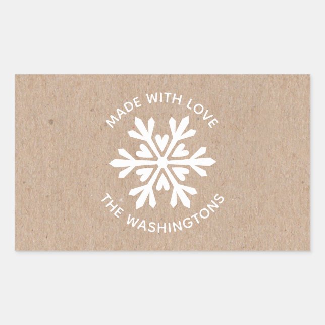 Made with Love Kraft Christmas Snowflake Label (Front)