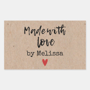 Made With Love Kraft Rectangular Sticker
