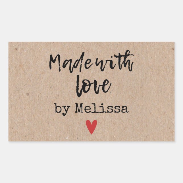 Made With Love Kraft Rectangular Sticker (Front)