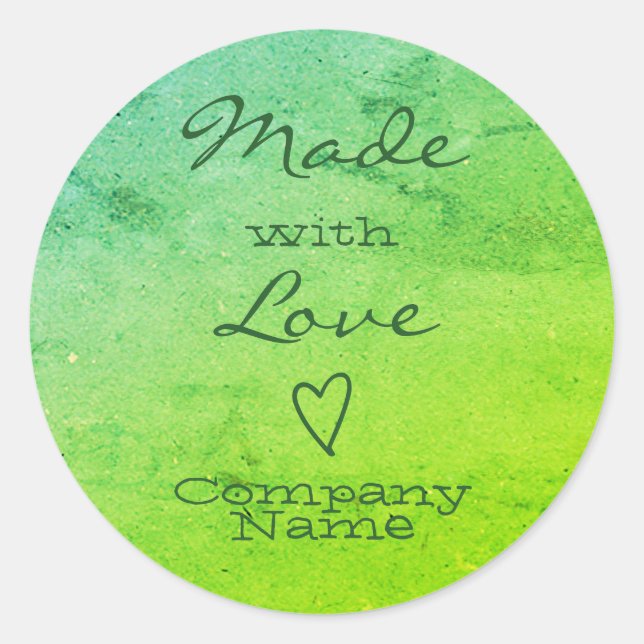 Made with Love Labels Heart Symbol Green Marbled  (Front)