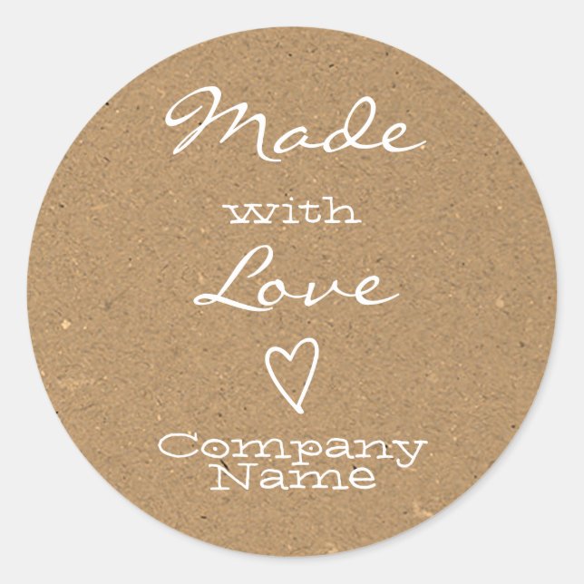 Made with Love Labels Heart Symbol Kraft Paper  (Front)